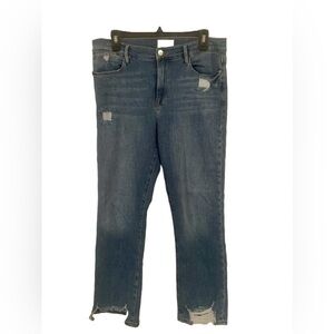 Frame Le High Straight Distressed Denim Straight Leg Size 31 Stretchy Jeans